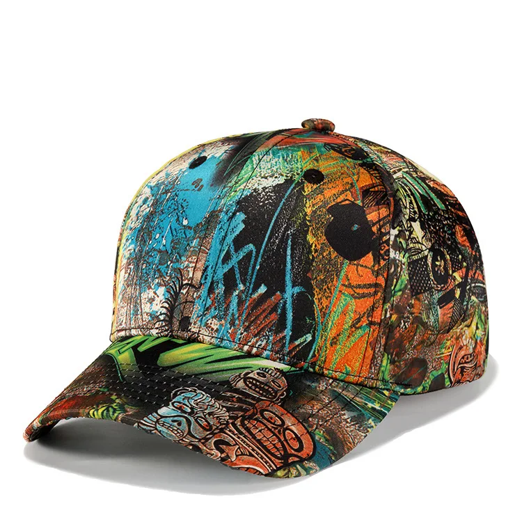 Wholesale korean style tropical printing graffiti hiphop cap baseball