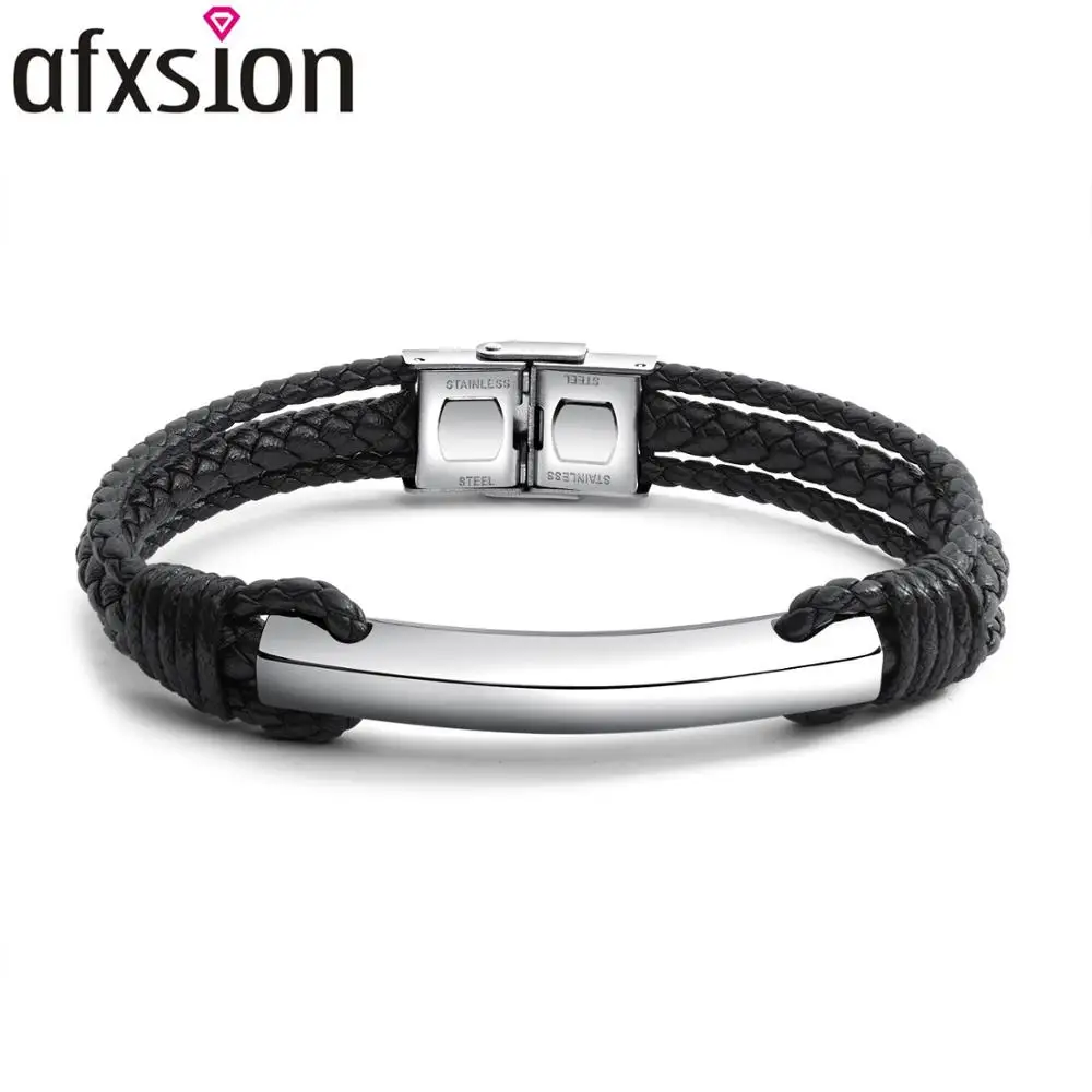 AFXSION Amazon продает ювелирные изделия мужской классический браслет из нержавеющей стали кожаный браслет