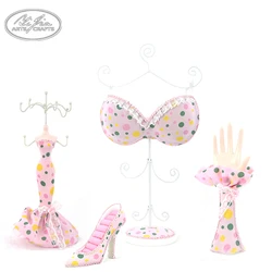 Custom wholesale resin pink high heels shoe shaped jewelry ring display manufacturers
