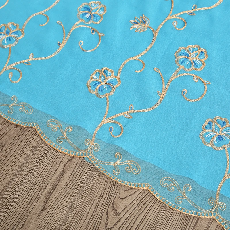 Modern Luxury Blue Window Cloth Curtain and Voile Curtain With Lining