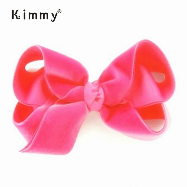 5 Inches Large Baby Girls Schoolgirls Scarlet Red Velvet Bow Boutique Hairbow Hair Accessories WInter