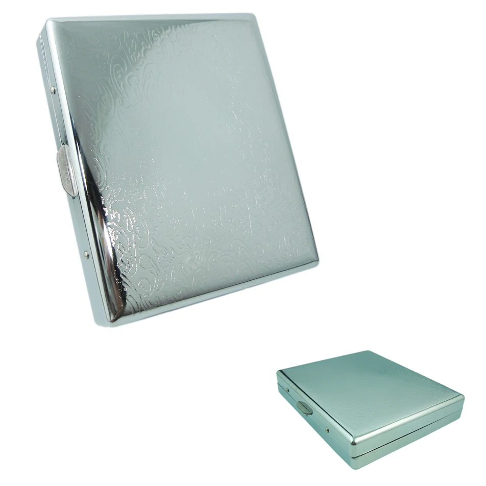 Metal Smoking Case with simple box 20pcs Capacity Automatic Cigarette Box Double Sides Sublimation cigarette case