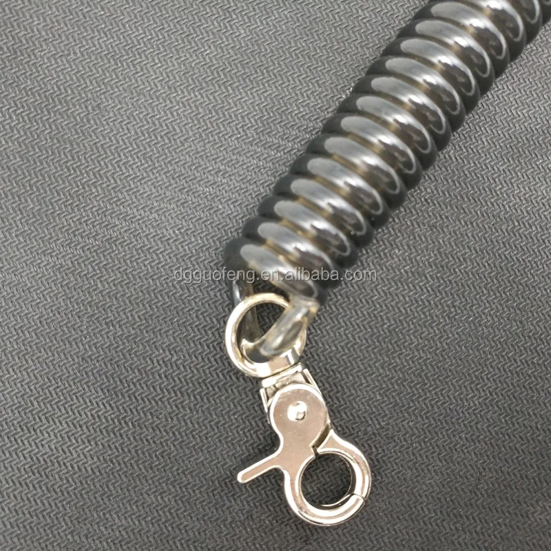 Drop Protecting Coil Lanyard / Plastic Coiled Spring tool safety lanyard / Fishing Rod Spiral Coil lanyard With Stainless Hooks