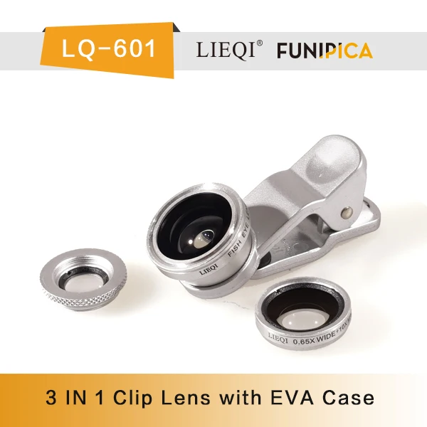 Универсальный зажим 3 в 1 объектив оптически стекла макро + рыбий глаз + широкоугольный для мобильного телефона