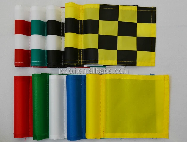 Plastics Tube Solid Color or Checkered Flags + Standard Stick Flag Pole + Aluminum or Stainless Cup Golf Course Golf Flag Set