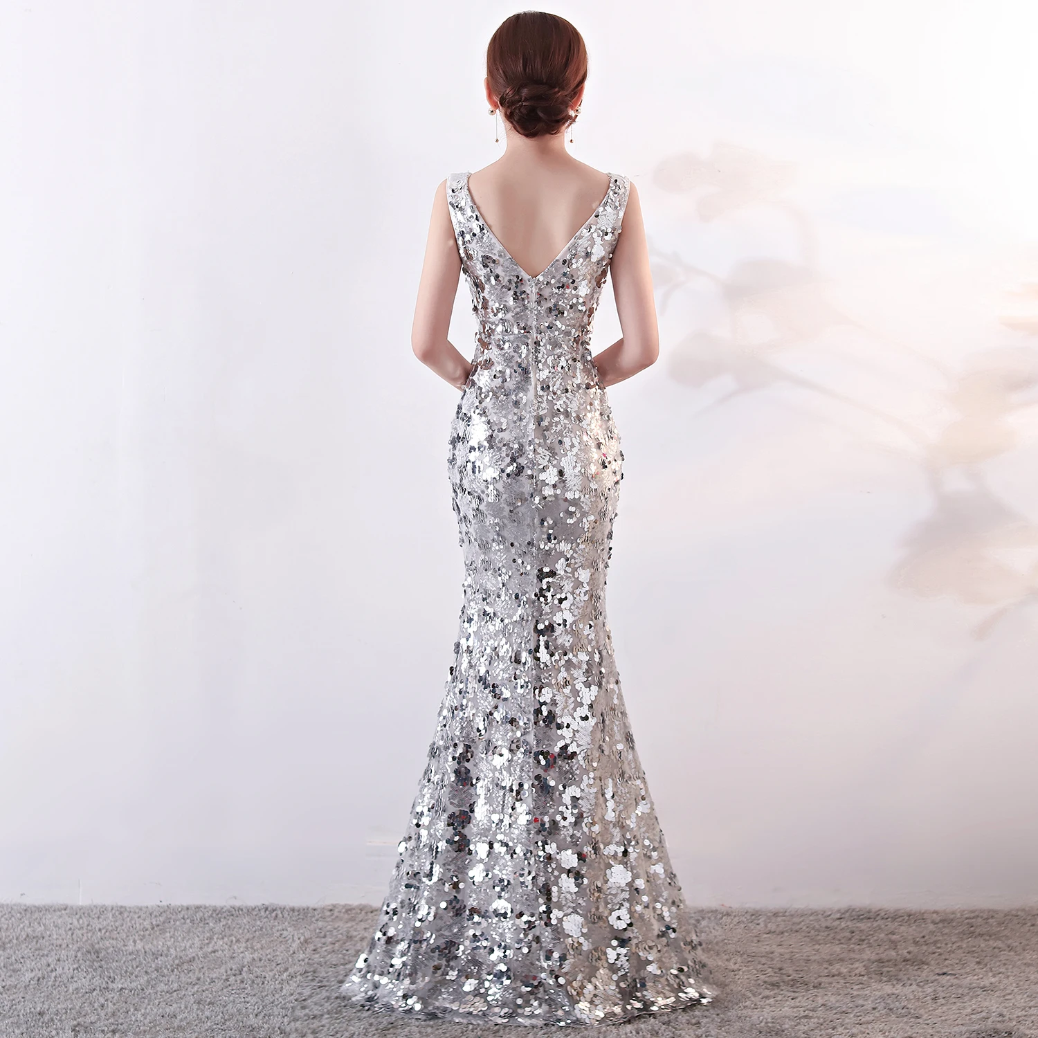 1101#only red L XL sexy shiny sequins lady prom evening Dress ladies laces dress in turkey