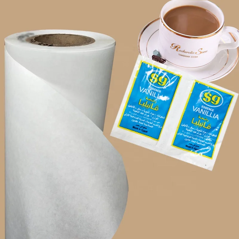 
40gsm (30gsm paper +10gsm pe)food grade waterproof MG white pe coated kraft paper heat -sealable for making sugar packet 