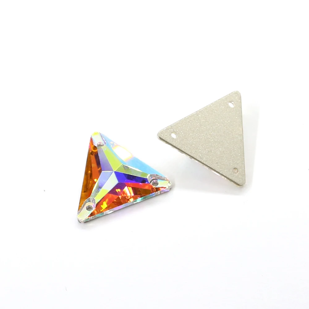 Cheap Price Triangle Sew On Stone Crystal AB Flat Back Rhinestone For Garment Component