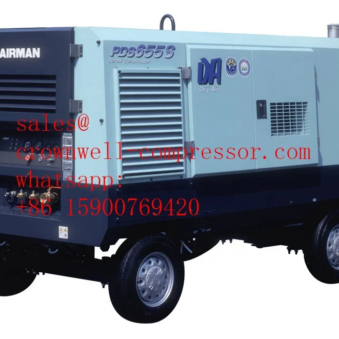 PDS655SD-4B2 AIRMAN portable screw compressor Trailer Dry-Air series ENGINE HINO