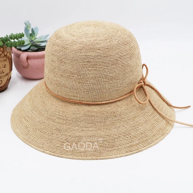 Raffia straw folding travel hats high quality hats women