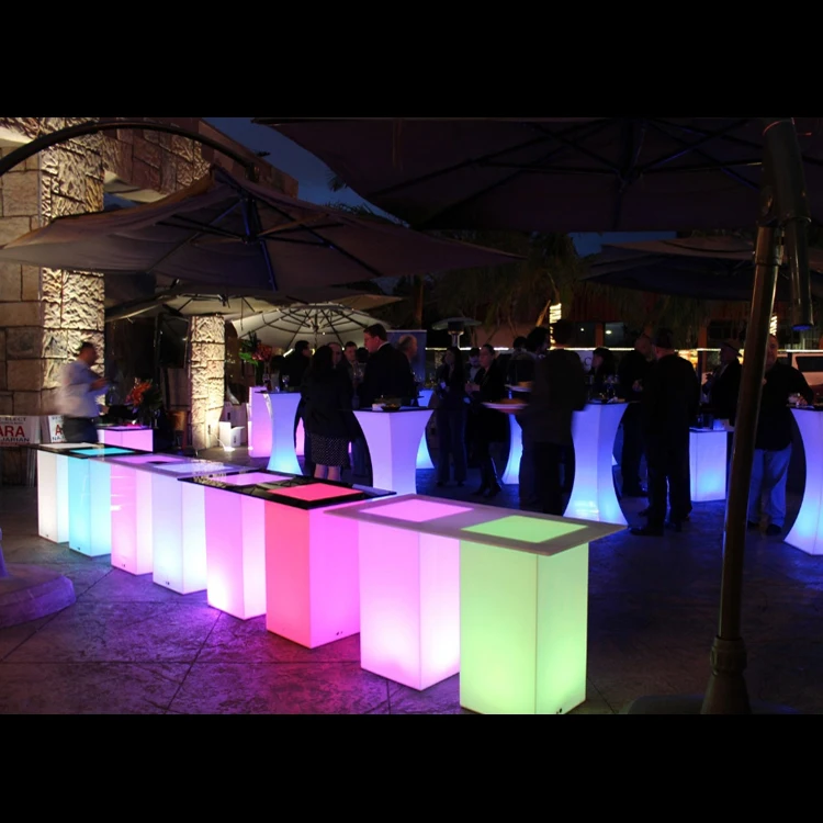 Outdoor furniture color changing waterproof illuminated glowing remote control led cocktail lounge table party events de