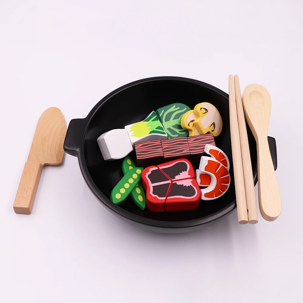 Кухонные Игрушки для готовки режущие овощи креветки ролевые игры набор игр с горячим горшком сковородки кухонная утварь