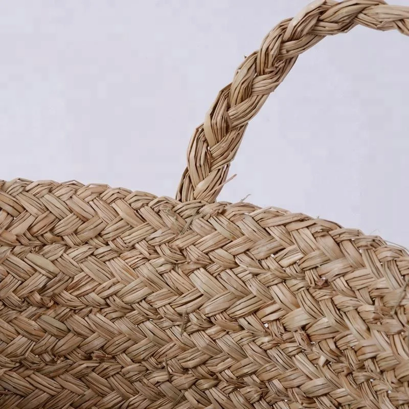 Extra Large Home Storage Handmade Sea Grass Straw Bin Wholesale Laundry Baskets With Handles
