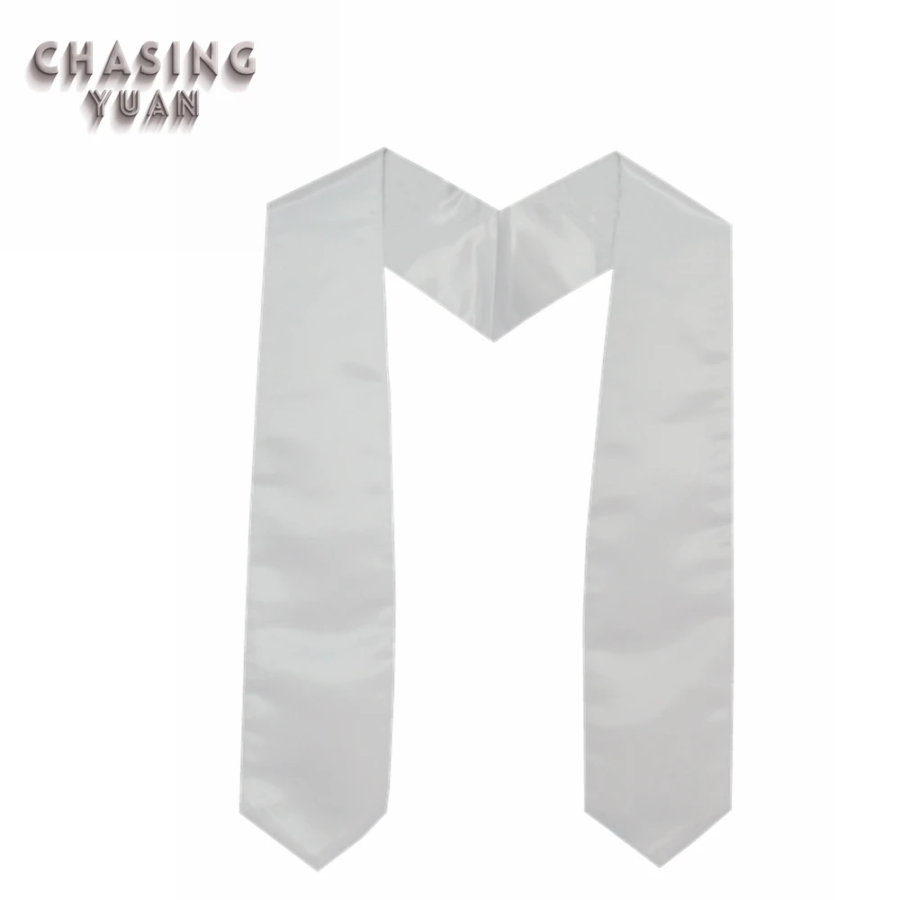 
Kids Shiny Graduation Robes with White Plain Stole 