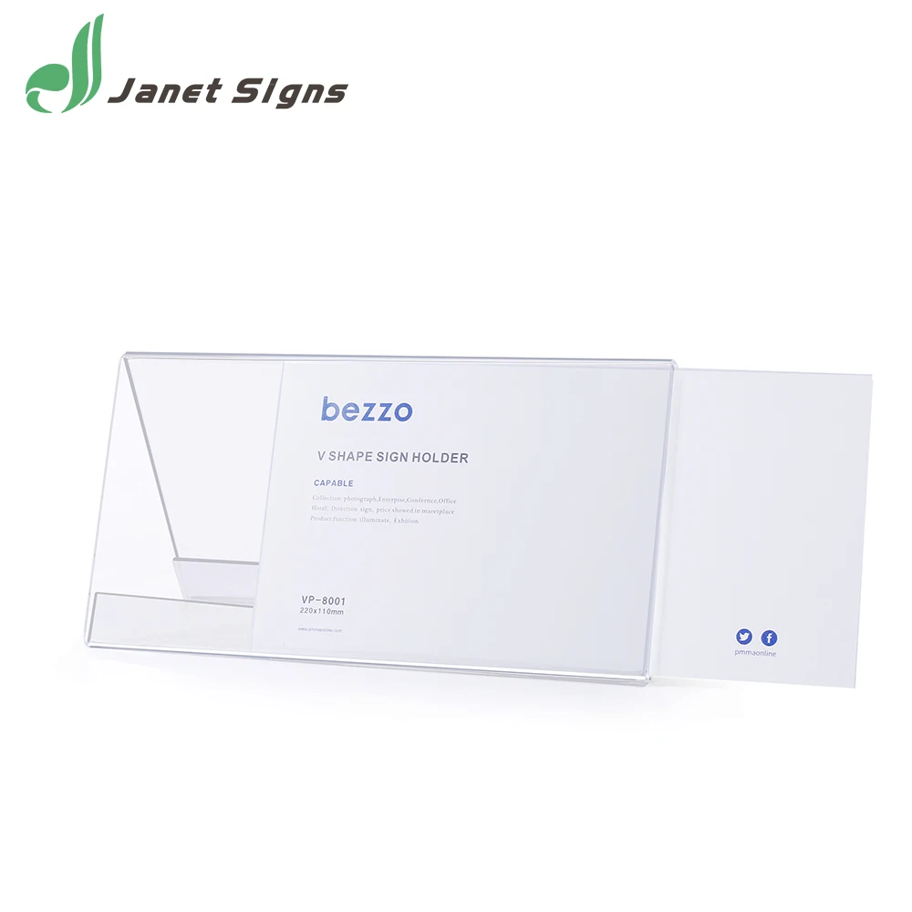 
Customizable Acrylic Sign Holder Table Card V shape acrylic A4 paper display stand 