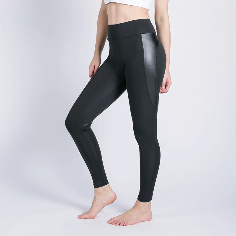 High Waisted Leather Leggings for Women High Waist High Quality Spandex / Polyester Maxi Standard Knitted SEAMED