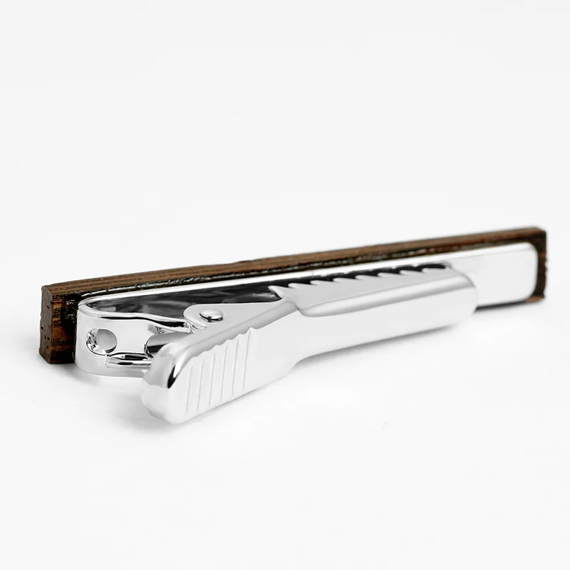 Wooden Tie Clip Silver Wood Tie Bars
