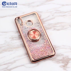 2019 Wholesale Fashion Printing Phone Case with Liquid Sand Finger Ring for Samsung