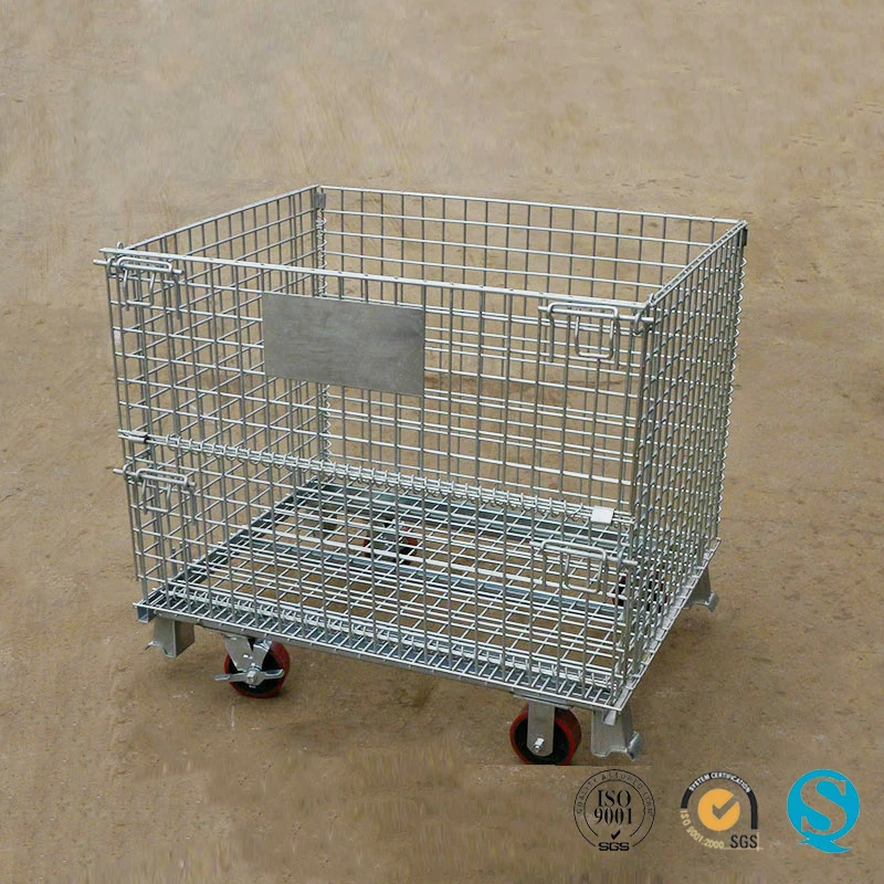 
Stainless steel wire mesh container steel folding storage cage box 