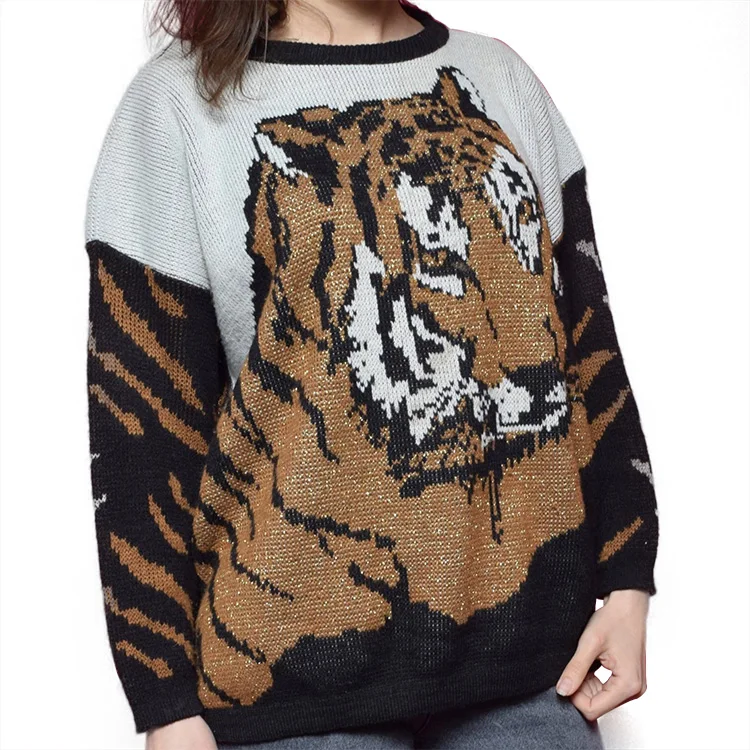 Новейший дизайн; Модная женская обувь с круглым вырезом изготовленный на заказ из жаккардовой ткани рисунком тигра; Ручной