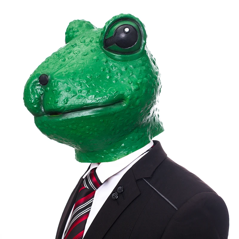 Molezu Factory Sale Novelty Halloween Costume Green Frog Latex Rubber Adult Full Face Animal Mask Halloween Decoration Props