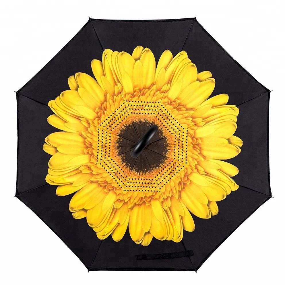 Trendy Manual Open Double Sided Windproof Upsidedown Reverse Folding Umbrella