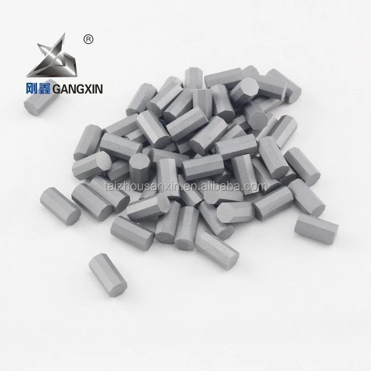 yg8/k30 carbide Oblique Octagonal tips for geological tungsten carbide inserts mining grade 7.5x15 5.5x15 degree 10 A/F