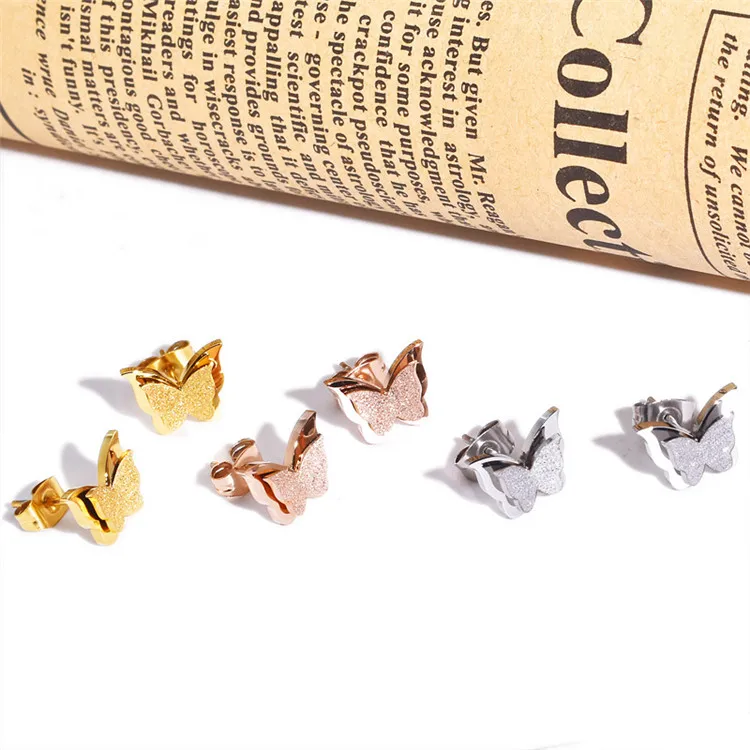 
High Quality Rose Gold Silver Elegant Butterfly Mom Gifts Pendant Necklace Choker Stainless Steel Engagement for Women Girls 