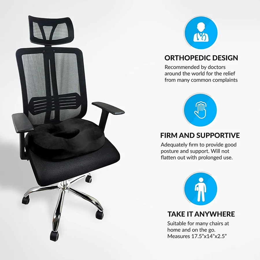 Comfortable Cheap O Ring Circle Shape 3D Printed Therapeutic Custom  Memory Foam Gel Donut Seat Cushion