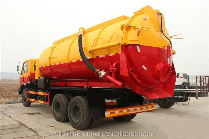 Sewage suction tanker truck 290hp 6 wheel sewer vacuum cleaner tanker truck