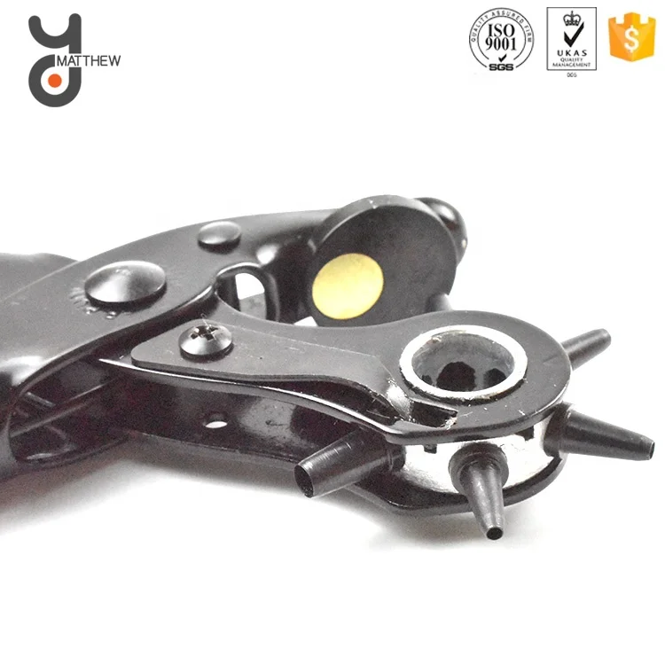 Leather Belt Paper Ticket Hole Punch Plier with Six Different Punch Heads