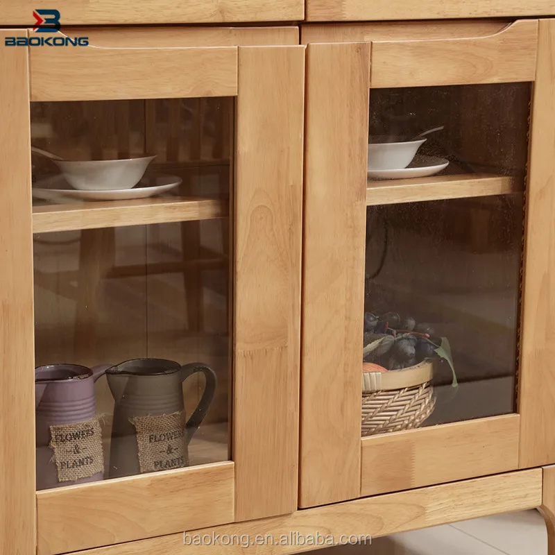 Luxury Rubber Wood Dining Room Glass Door Side Cabinet Design