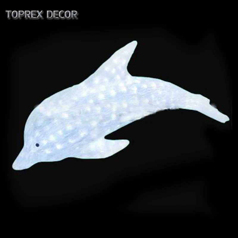 Garden decoration outdoor 3d luce led animal acrylic dolphin motif light