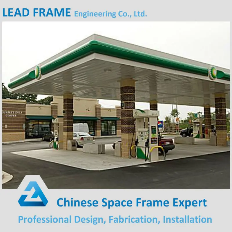 Steel Space Frame Framed Gas Station with Long Life Roof