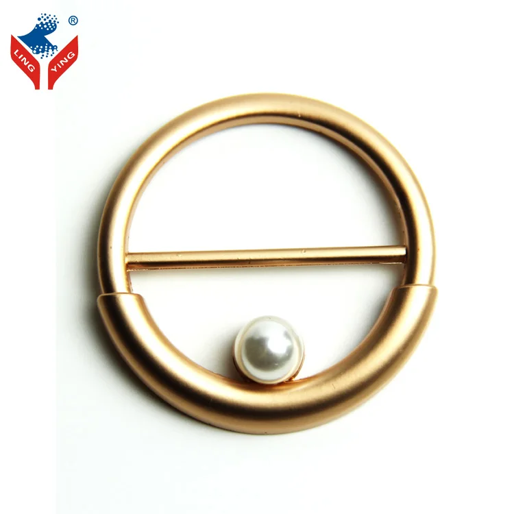 Fashion Pearl Garment Accessories Gold Ring Buckle Slider Scarf Buckle