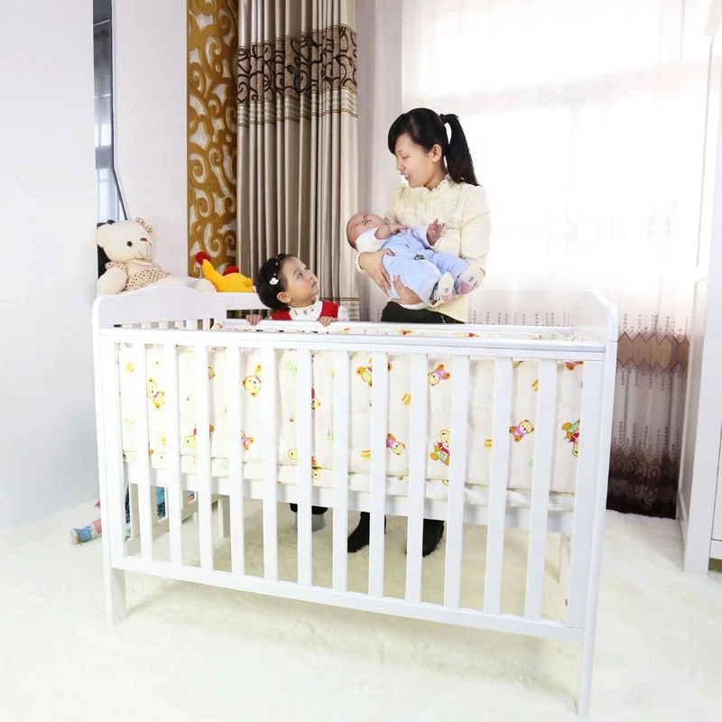 
wooden cradle baby swing bed crib in white color 