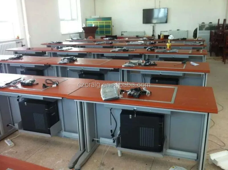 School Flip Computer Desk with Lockable Hidden LCD Monitor holder and CPU holder