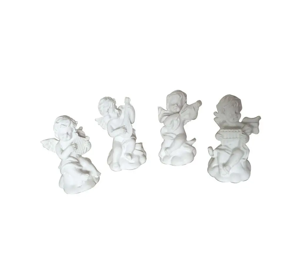 Polyresin white color christmas angel with musical instrument decoration on topdesk xmas gifts angel