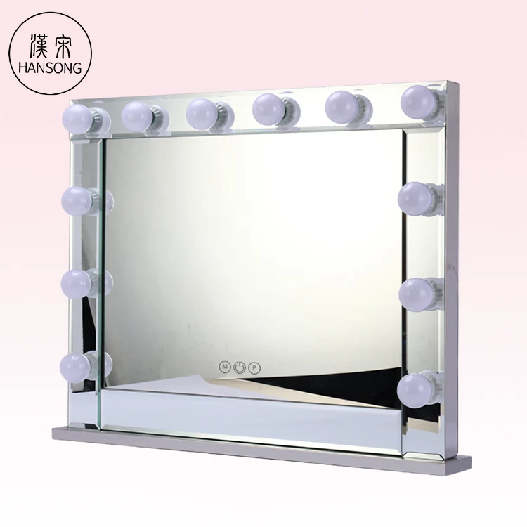 Зеркало для макияжа с подсветкой, настенное косметическое зеркало в голливудском стиле с 14 диммируемыми светодиодными лампочками