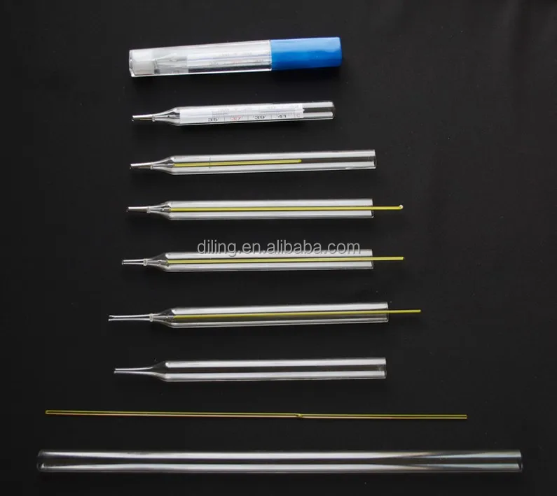 flat oval Armpit use Mercury liquid glass clinical thermometers