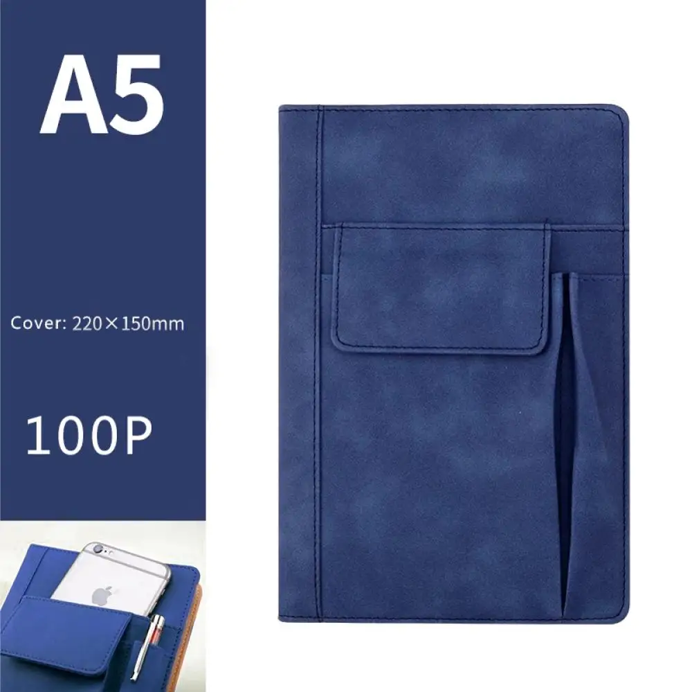 Multifunction A5 notebook with pockets school college office planner pu leather notepad