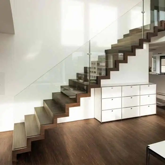 
American stair design single stringer steel wood stair/mono stringer wood staircase 
