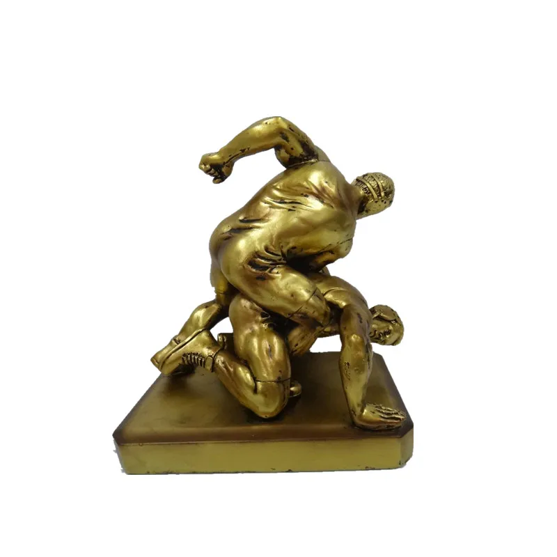 Gold Pewter Bronze Wrestling figures sculpture resin trophy