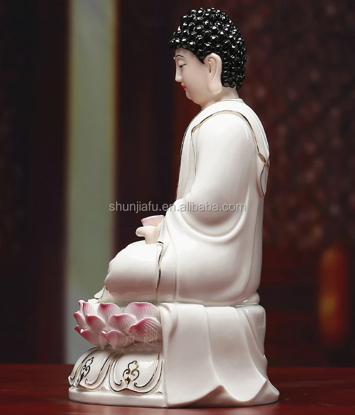 Pure White Wholesale Religious Crafts Statue Porcelain Figurine Ceramic Laughing Buddha