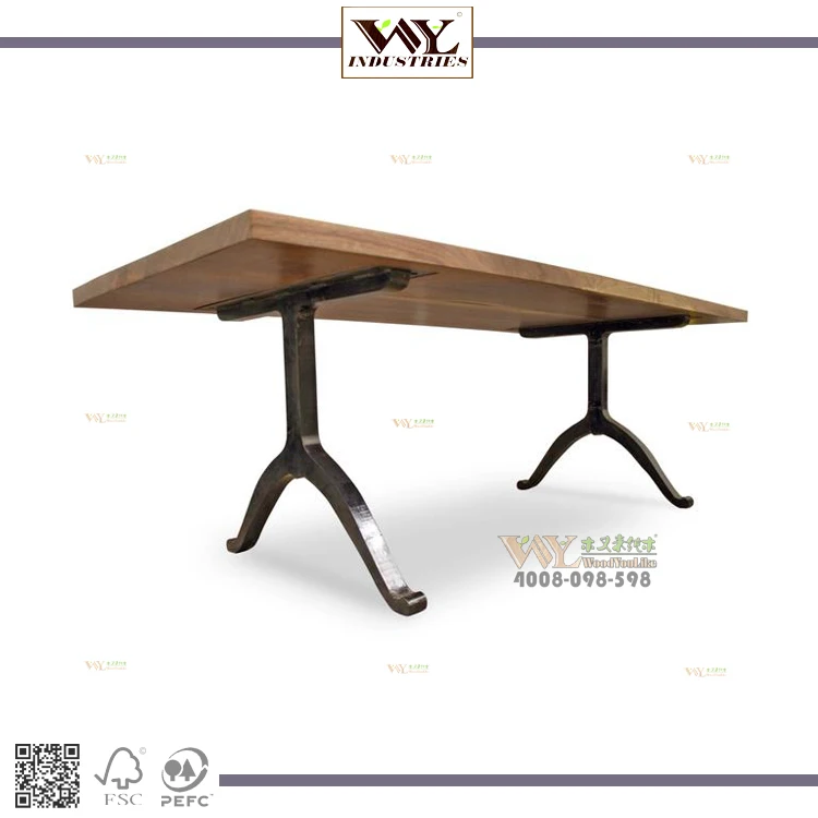 High Quality Wishbone Legs Iron Wood Table Solid Wood Walnut Live Edge Dining Table