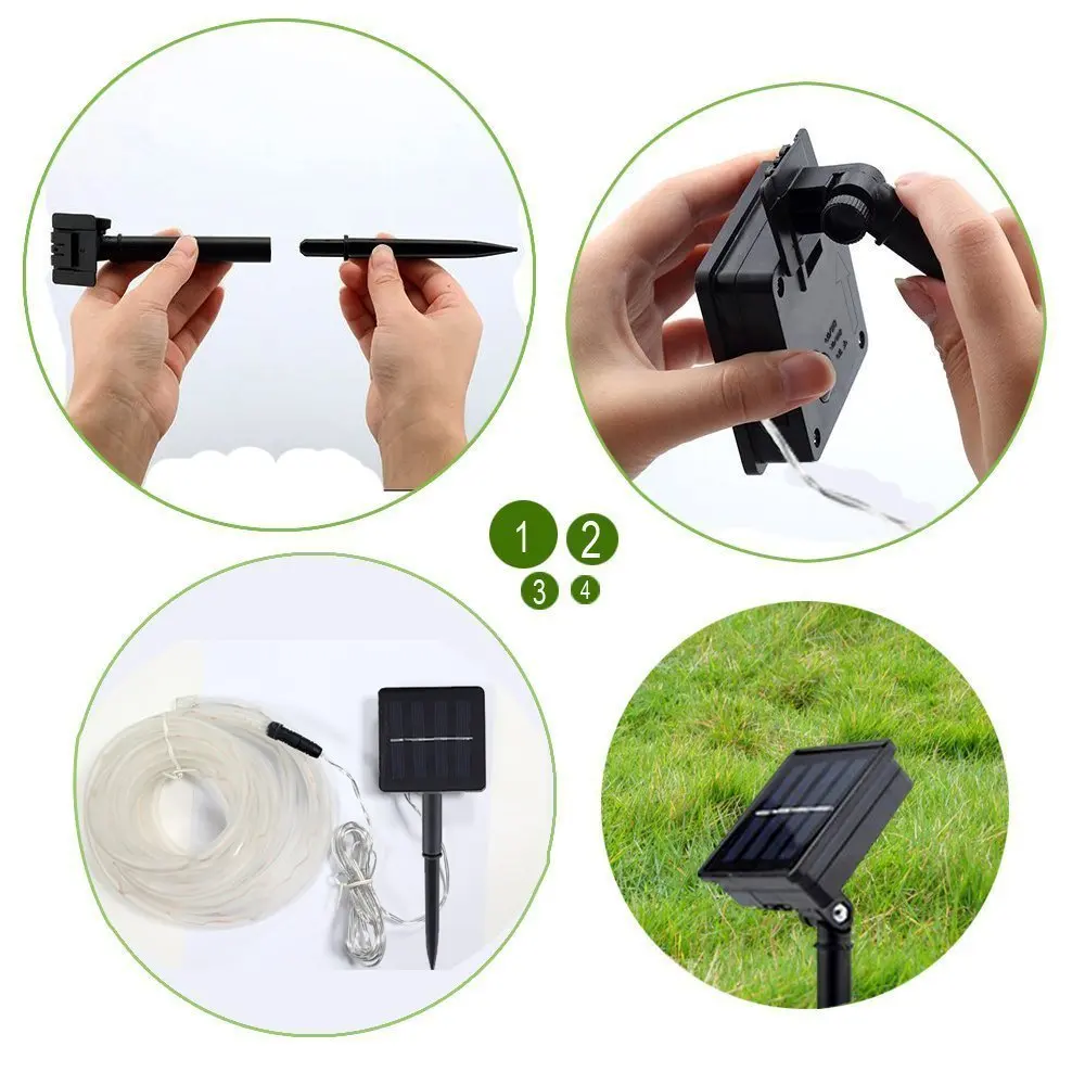 Solar Rope Lights 39ft 12M 100LED Waterproof Copper Tube Wire String Lights for Garden Yard Path Fence Stairs Backyard Patio