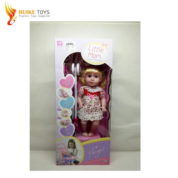 Hot sell little girl set 12 inch doll 4 voice trolley for girls in 2022