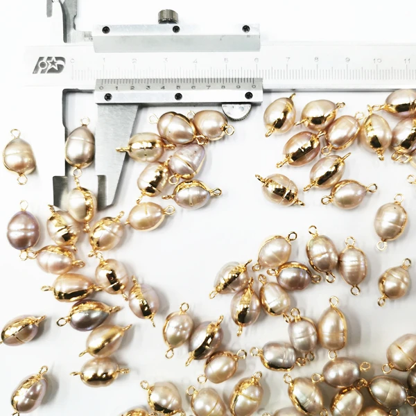 
New Freshwater Baroque Pearl Connector 18K Gold Plated Double Hook DIY Pearl Jewelry Accessories 