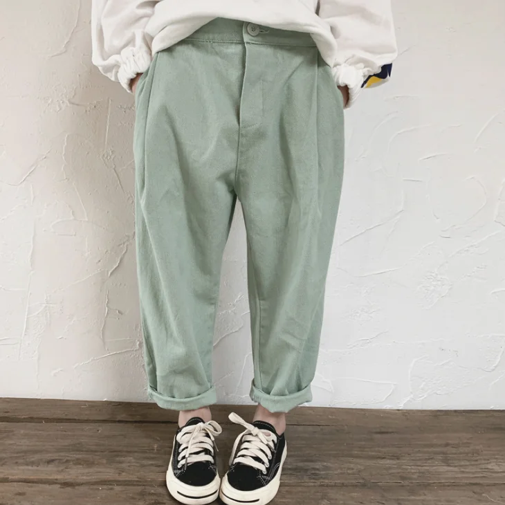 
YY10706G Girls fashionable korean style mint long casual pants 