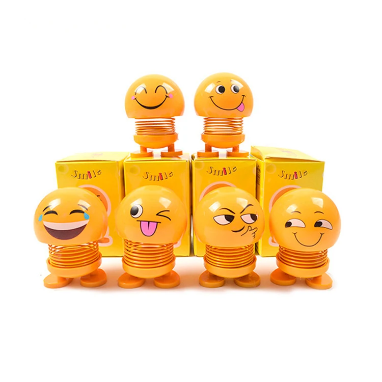 
Spring Shaking Swing Head Doll Accessories Expression Smiley Toys Creative Desktop Car Dashboard Mini Decoration Ornaments 